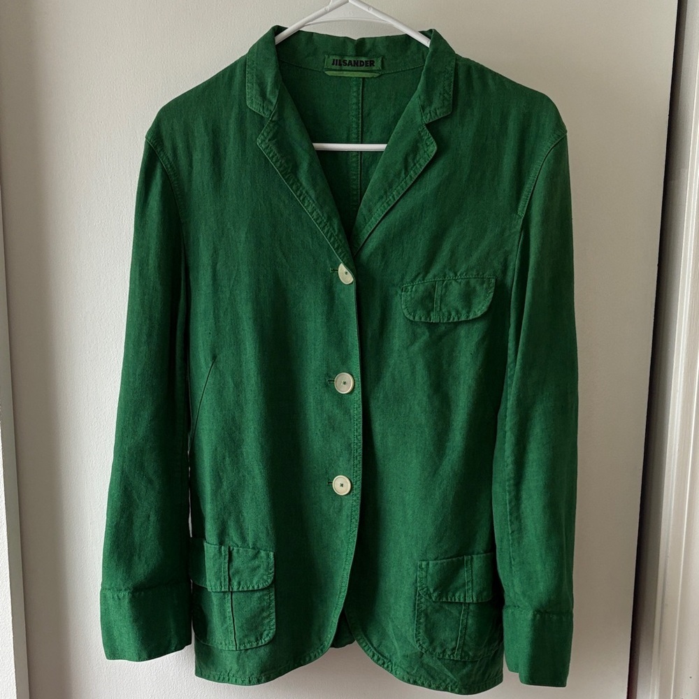 Jil Sander Green Linen Blazer 40